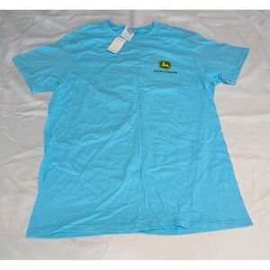 John Deere T-Shirt Women Medium Blue Like New Rise & Shine Graphic Tee Cotton